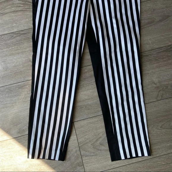 Cynthia Rowley Black White Striped Two Tunes  Stretchy Cropped Pants - Picture 7 of 12